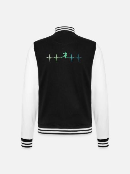 Handball, Herzschlag, Handball - College-Sweatjacke - Schwarz/Weiß