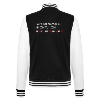 Ich bremse nicht, ich rekuperiere - College-Sweatjacke - Schwarz/Weiß - Hinten - Marisol (170cm)