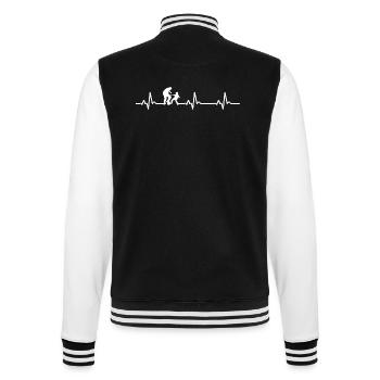 Familie Eltern Herzschlag Vater Kind - College-Sweatjacke - Schwarz/Weiß - Hinten - Marisol (170cm)