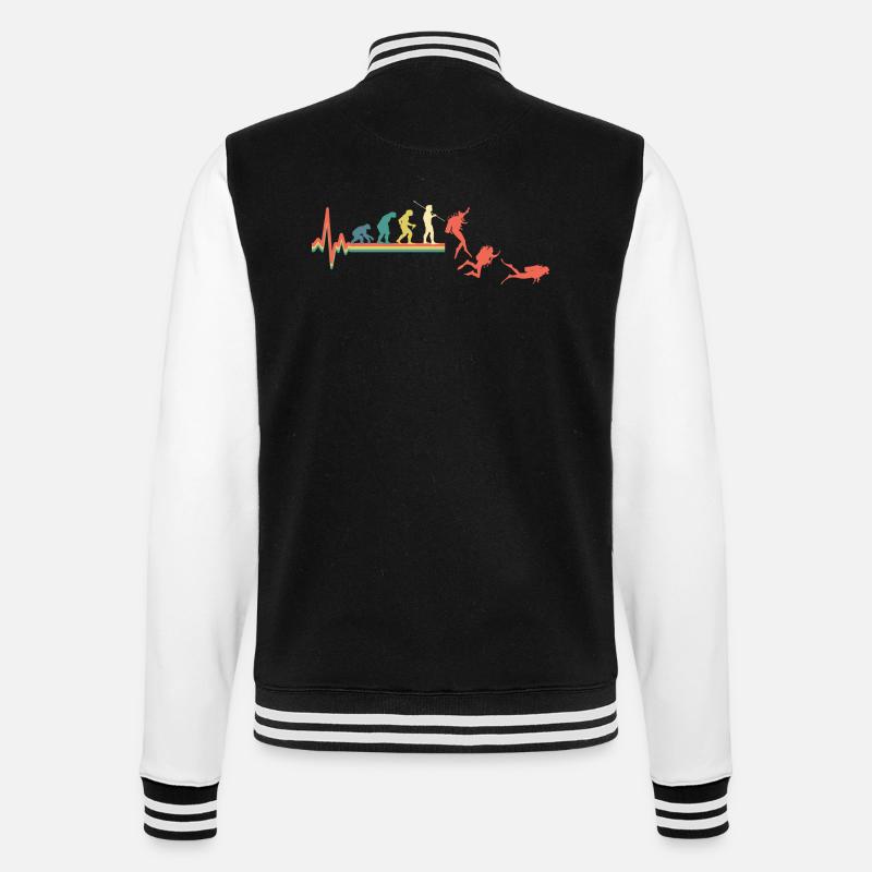 Taucher Tauchen Evolution Retro - College-Sweatjacke - Schwarz/Weiß