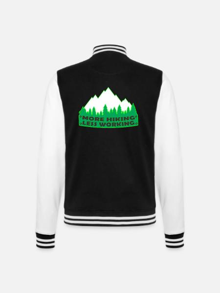 mehr Wandern, weniger Arbeiten - College-Sweatjacke - Schwarz/Weiß