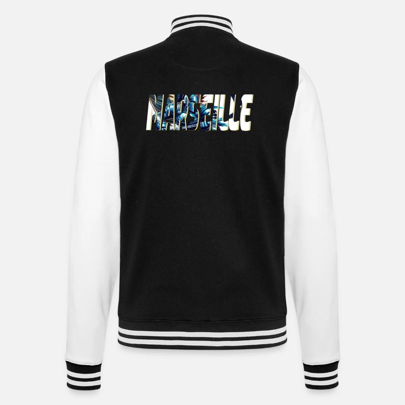 Marseille stylized comic book design - College Sweat Jacket - black/white