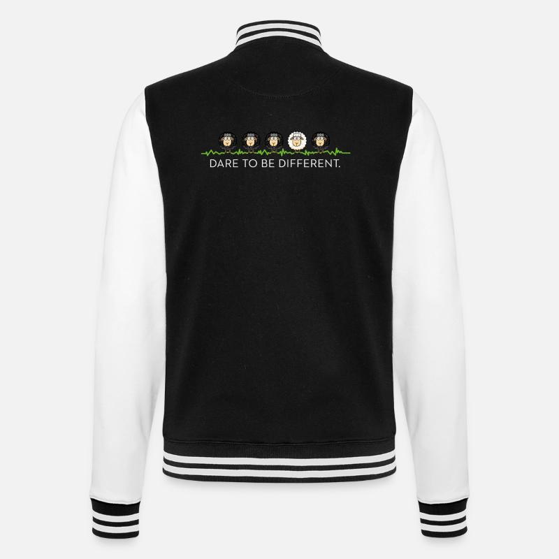 Be Different – Schwarzes Schaf - College-Sweatjacke - Schwarz/Weiß