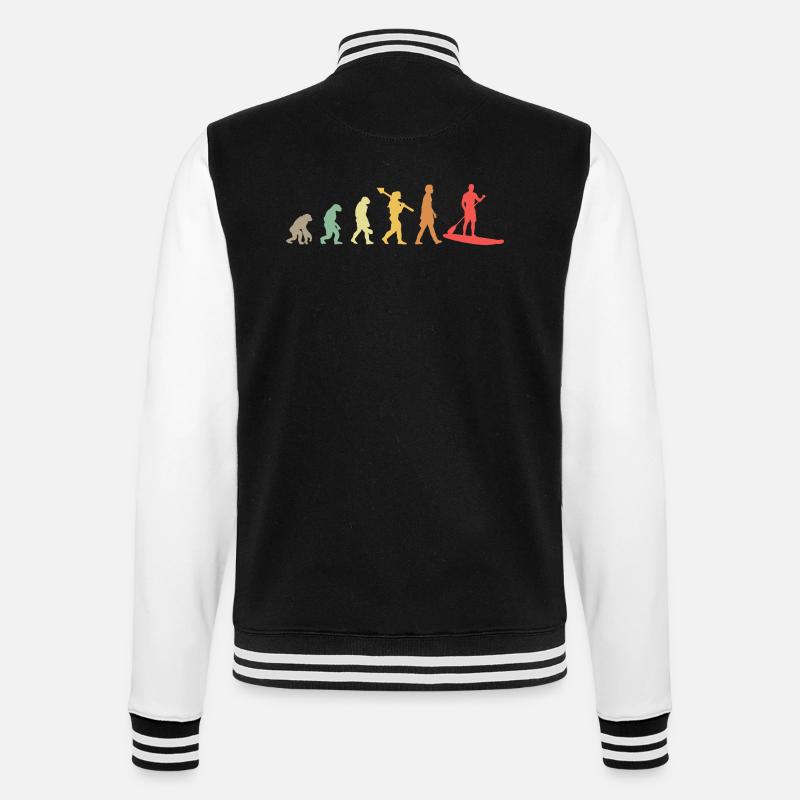 Kayak Evolution Kajak Entwicklung Retro - College-Sweatjacke - Schwarz/Weiß