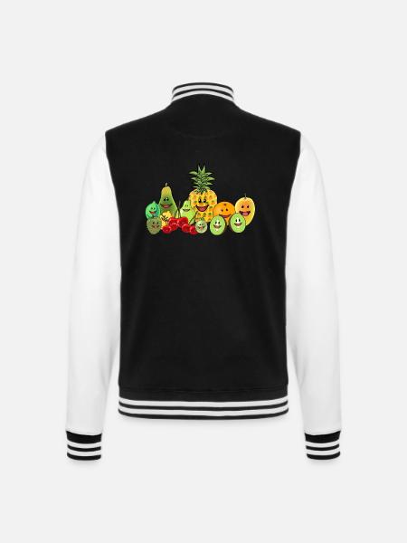Obst Früchte Frucht Vegan Veganer Speise Sommer - College-Sweatjacke - Schwarz/Weiß