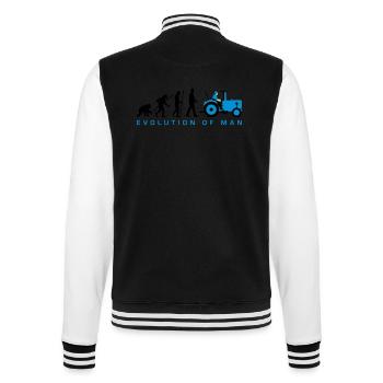 evolution_des_mannes_bauer_mit_trecker_c - College-Sweatjacke - Schwarz/Weiß - Hinten - Marisol (170cm)