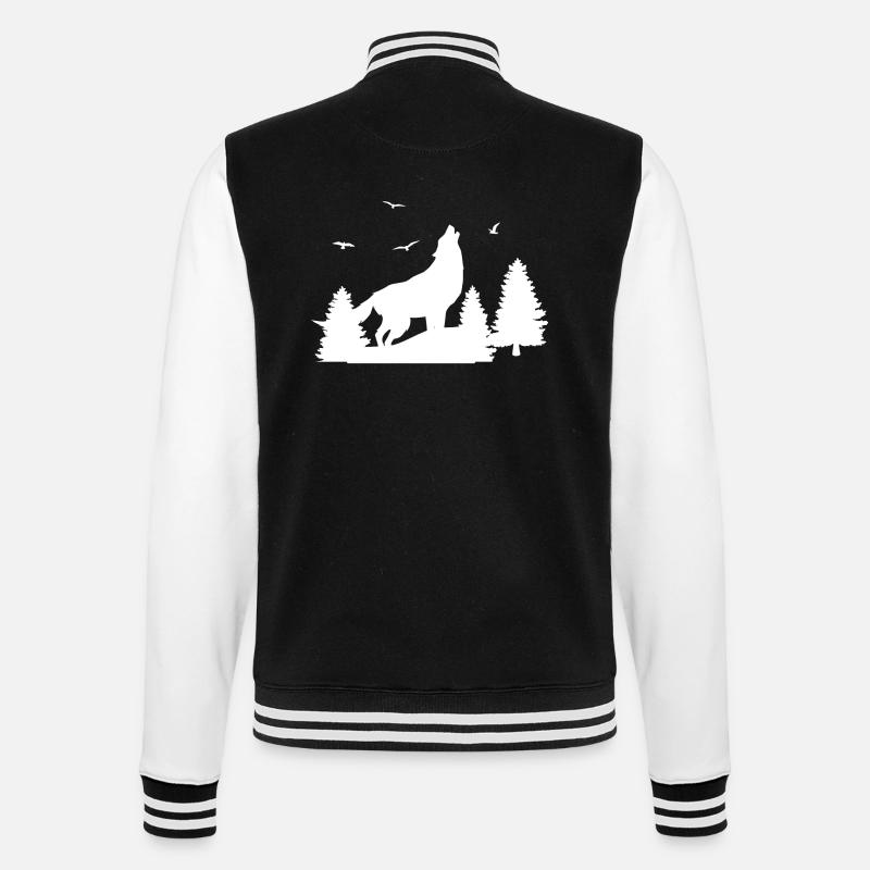 Wolf Wald - College-Sweatjacke - Schwarz/Weiß