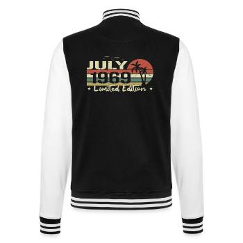July 55th Anniversary Vintage Born 1969 Vibe - College Sweat Jacket - black/white - Back - Marisol (170cm)