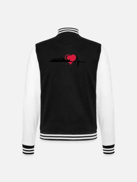 Berlin Skyline Zentral Herz Puls - College-Sweatjacke - Schwarz/Weiß