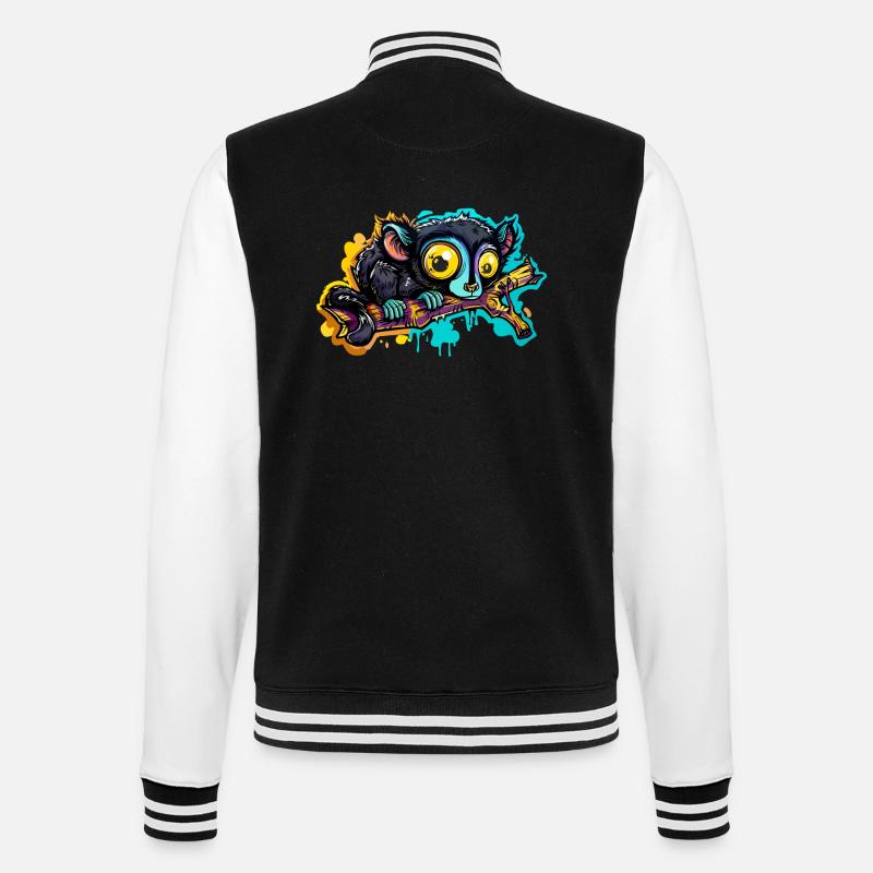 Lémurien noir - Veste Teddy - noir/blanc