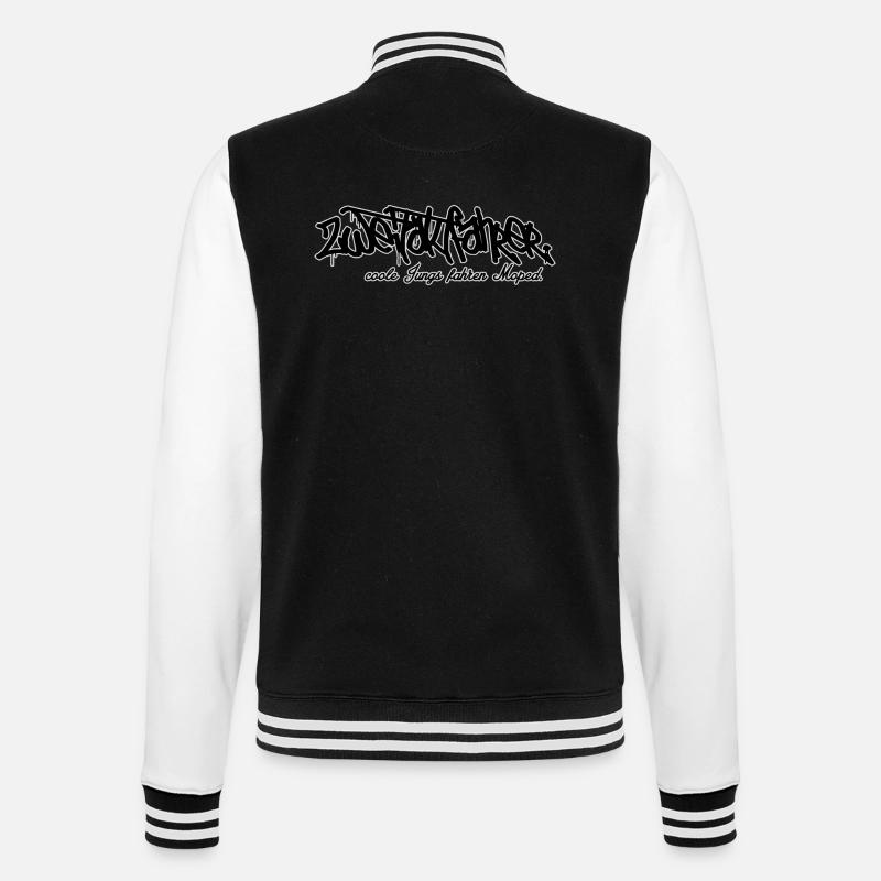 Zweitaktfahrer // Schriftzug - College-Sweatjacke - Schwarz/Weiß