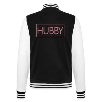 Hubby Matching Engagement Wedding Honeymoon - College Sweat Jacket - black/white - Back - Marisol (170cm)