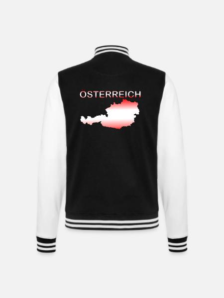Österreich Karte Schrift - College-Sweatjacke - Schwarz/Weiß