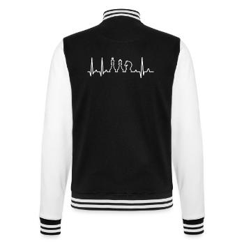 Schachherzschlag Schachmatt Brettspiel Spieler Geschenk - College-Sweatjacke - Schwarz/Weiß - Hinten - Marisol (170cm)