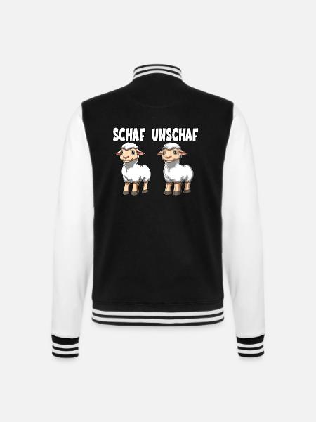 Schaf Unschaf Wortspiel Wortwitz - College-Sweatjacke - Schwarz/Weiß