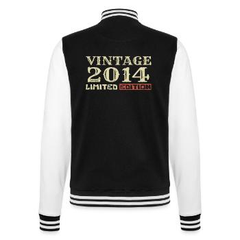2014 Vintage: 10th Anniversary Unique Retro Gift - College Sweat Jacket - black/white - Back - Marisol (170cm)