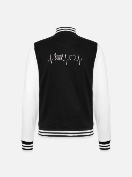 Katzen Herzschlag Hauskatze EKG Katze Hauskatzen - College-Sweatjacke - Schwarz/Weiß