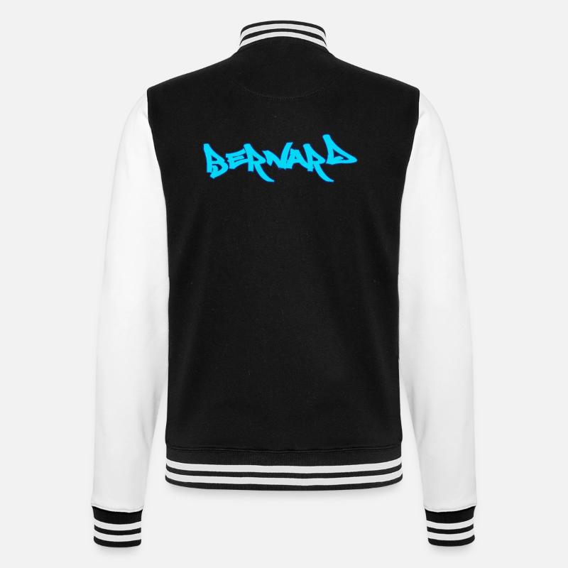 Bernard graffiti texte turquoise - Veste Teddy - noir/blanc