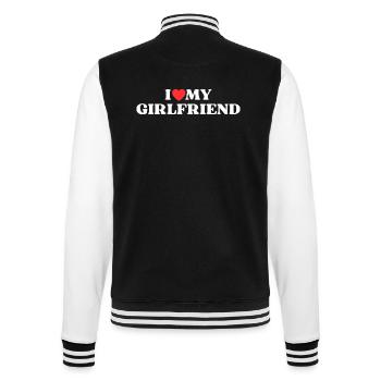 I love my girlfriend - College-Sweatjacke - Schwarz/Weiß - Hinten - Marisol (170cm)