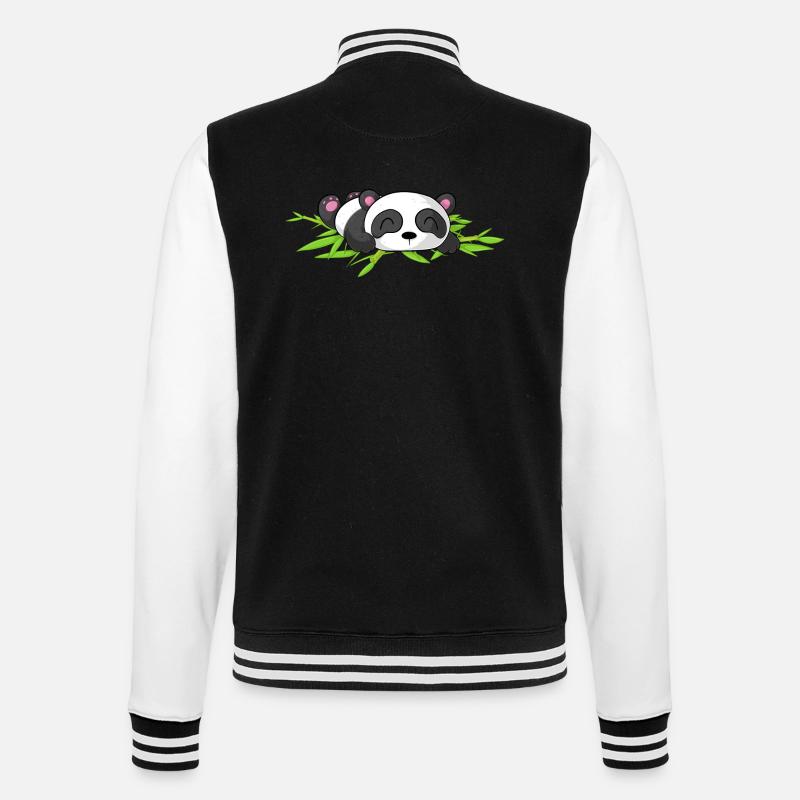 Schlafender Comic Panda - College-Sweatjacke - Schwarz/Weiß