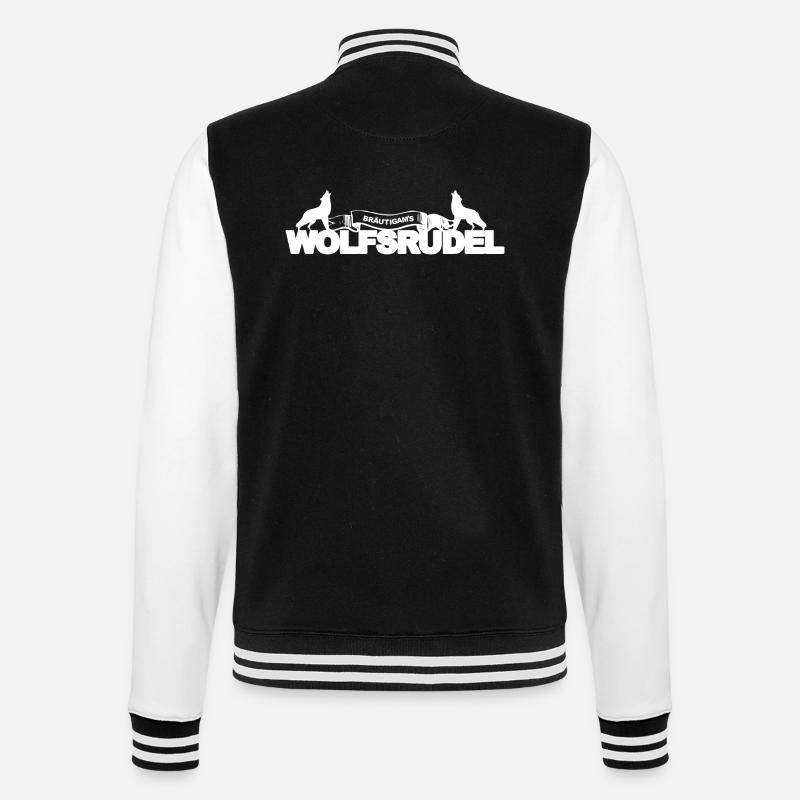Wolfsrudel Bräutigam Junggesellenabschied Geschenk - College-Sweatjacke - Schwarz/Weiß