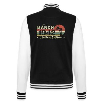 March Vintage 82nd Birthday Born 1942 Vibe - College Sweat Jacket - black/white - Back - Marisol (170cm)