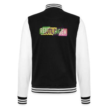 Reutlingen Germany City Font Punk Retro - College Sweat Jacket - black/white - Back - Marisol (170cm)