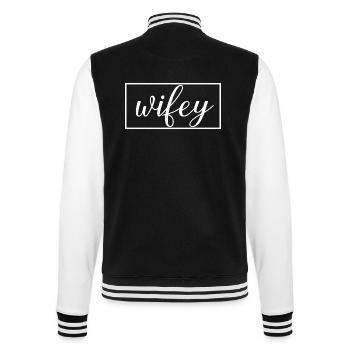 Ehefrau Matching Paar Verlobung Hochzeit Flitterwochen - College-Sweatjacke - Schwarz/Weiß - Hinten - Marisol (170cm)