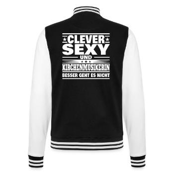 Clever Kirchenmusikerin - College-Sweatjacke - Schwarz/Weiß - Hinten - Marisol (170cm)