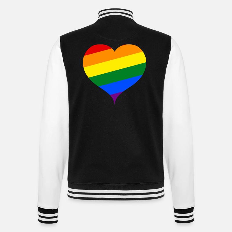 Das Regenbogen-Herz ;) - College-Sweatjacke - Schwarz/Weiß