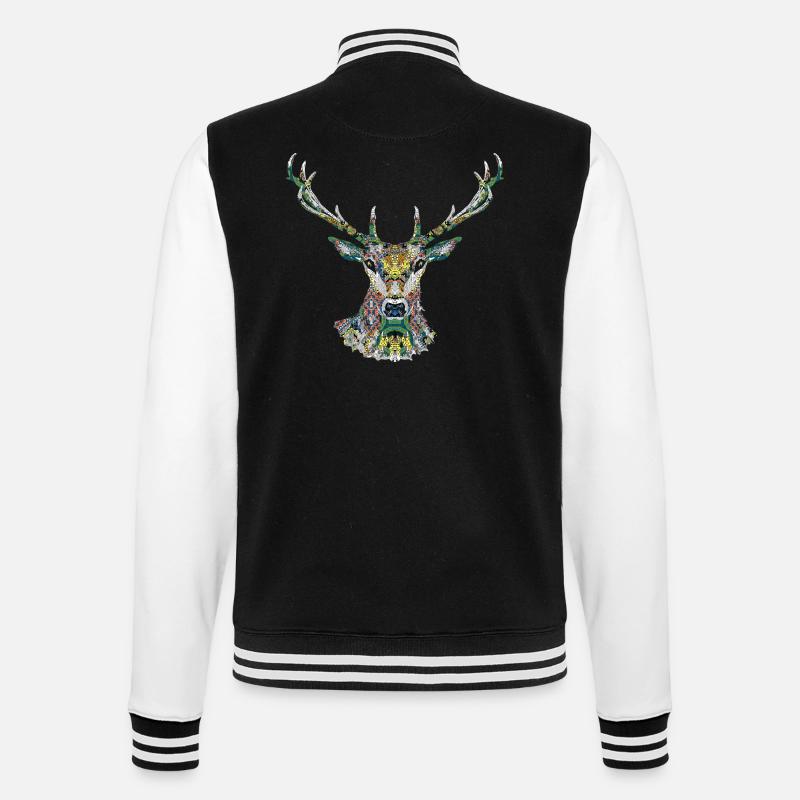 Hirsch - College-Sweatjacke - Schwarz/Weiß