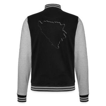 Bosnien Landkarte als Umriss - College-Sweatjacke - Schwarz/Grau meliert - Hinten - Marisol (170cm)