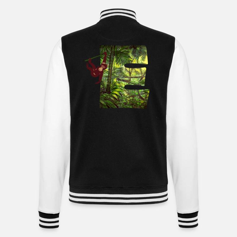 jungle with monkey e - College Sweat Jacket - black/white