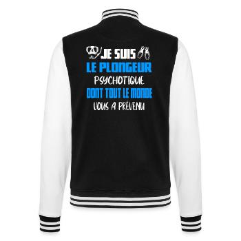 Je suis le plongeur psychotique t-shirt homme - Veste Teddy - noir/blanc - Dos - Marisol (170cm)