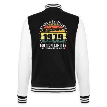 43 Ans Anniversaire Vintage Né en Septembre 1979 - Veste Teddy - noir/blanc - Dos - Marisol (170cm)