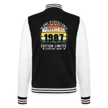 35 Ans Anniversaire Vintage Né en Décembre 1987 - Veste Teddy - noir/blanc - Dos - Marisol (170cm)