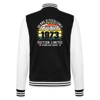 Vintage Cadeau Anniversaire 50 Ans Février 1973 - Veste Teddy - noir/blanc - Dos - Marisol (170cm)