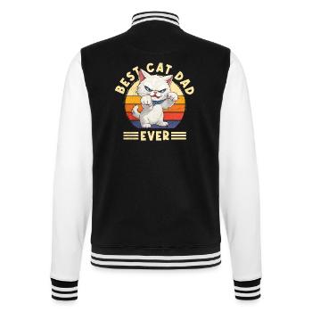 Cat Best Cat Dad Ever Cat Daddy Funny Saying - College Sweat Jacket - black/white - Back - Marisol (170cm)