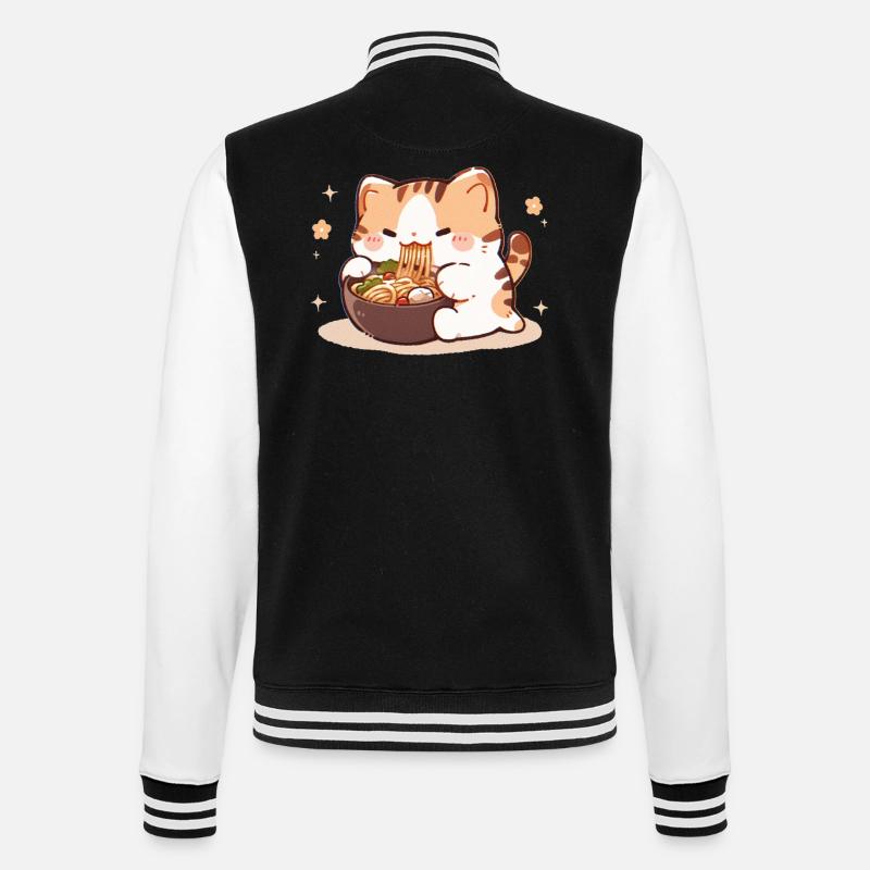 Cat Eating Spaghetti Meme - College Sweat Jacket - black/white