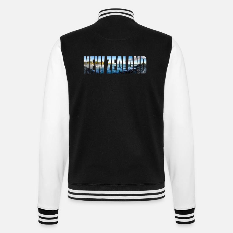 Neuseeland Geschenkidee Backpacker Work & Travel - College-Sweatjacke - Schwarz/Weiß
