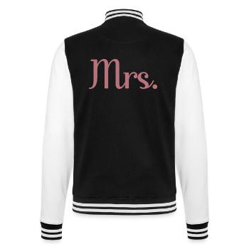 Mrs. Matching Couple Engagement Wedding Honeymoon - College Sweat Jacket - black/white - Back - Marisol (170cm)