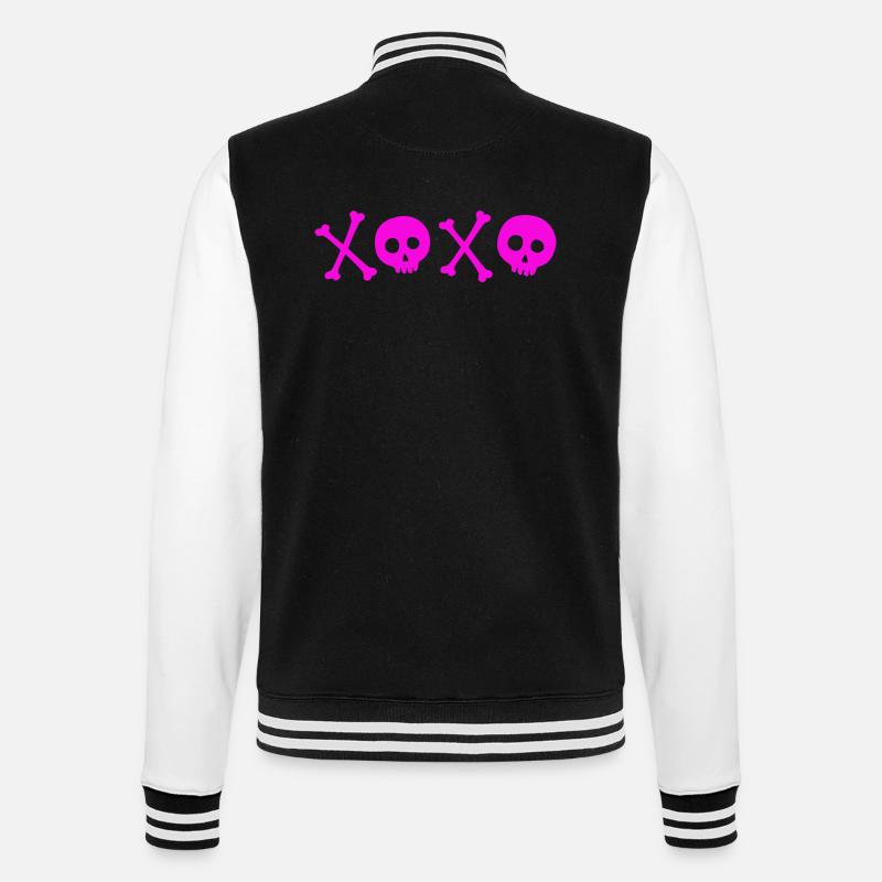 XOXO rosa Totenköpfe - College-Sweatjacke - Schwarz/Weiß