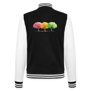 Arbres Forêt Fantastique Colorée - Veste Teddy - noir/blanc - Dos - Marisol (170cm)