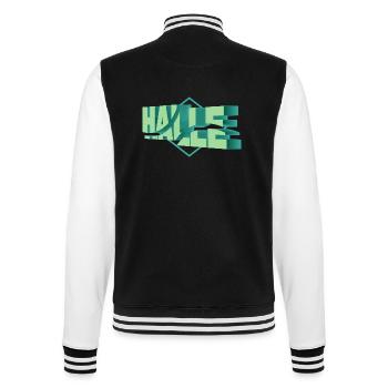 Halle Deutschland Stadt 3D Schrift Skyline - College-Sweatjacke - Schwarz/Weiß - Hinten - Marisol (170cm)