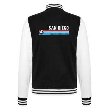 San Diego California Vintage Retro Coastal Style - College Sweat Jacket - black/white - Back - Marisol (170cm)