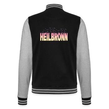 Heilbronn Deutschland Stadt Schrift Vögel Skyline - College-Sweatjacke - Schwarz/Grau meliert - Hinten - Marisol (170cm)