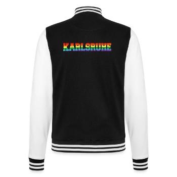 Karlsruhe Regenbogenfahne - College-Sweatjacke - Schwarz/Weiß - Hinten - Marisol (170cm)