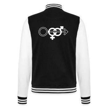 cuckold wife sharing symbol - College Sweat Jacket - black/white - Back - Marisol (170cm)