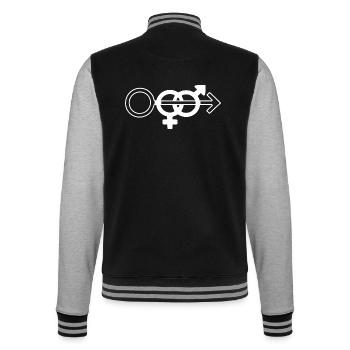 cuckold wife sharing symbol - College-Sweatjacke - Schwarz/Grau meliert - Hinten - Marisol (170cm)