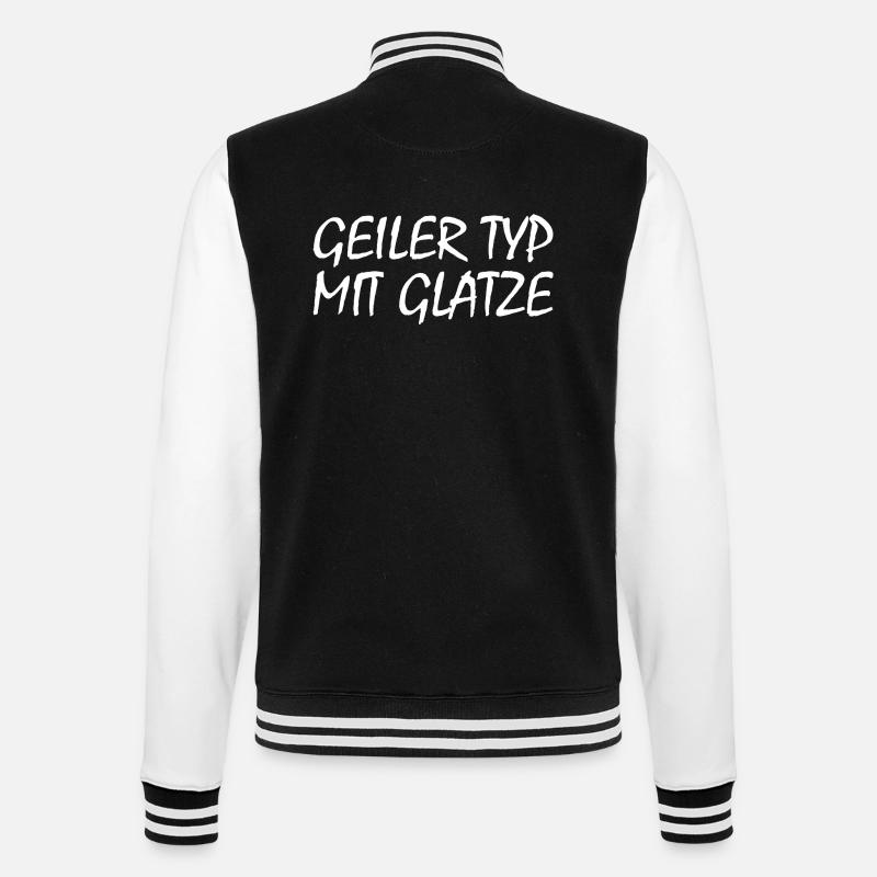 guy with bald head - College Sweat Jacket - black/white